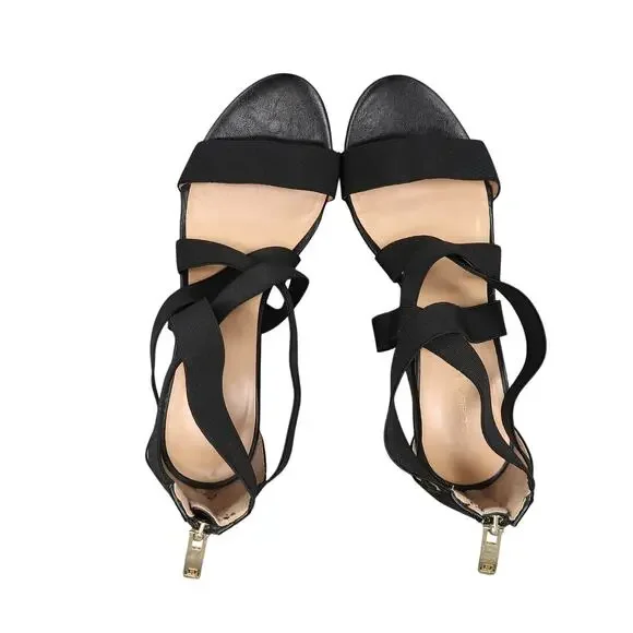 Liz Claiborne Shoes Womens 7 Wedge Sandal Fashion Heel Zip Strappy Black Classic - Picture 7 of 13